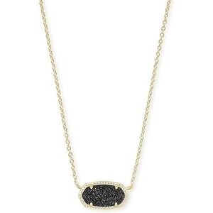 Kendra Scott Elisa Gold Pendant Necklace in Black Drusy w/ Bag